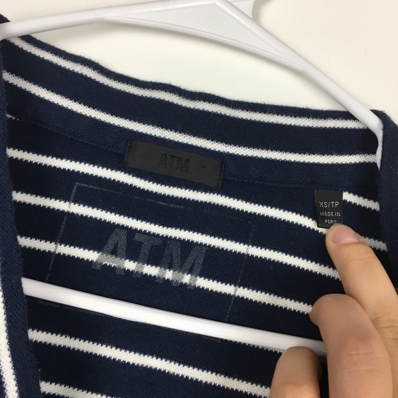 ATM cotton striped v neck tunic shift dress - Picture 6 of 7